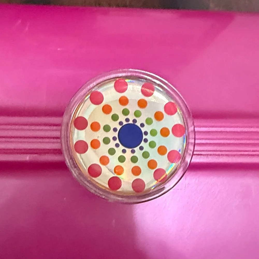 Caboodles Bright Pink Cosmetic Case with Multicolored Polka Snap